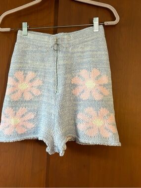 NWT Storia Light Blue knit Daisy Shorts